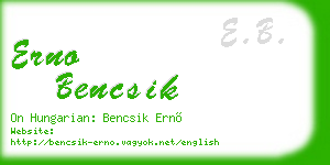 erno bencsik business card